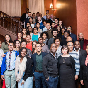Members of Umoja, BU’s black student union, at a reception for students, faculty, and staff of color at the Algonquin Club in Boston on February 24, part of its Unity Week 2017.