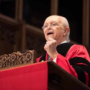 Winner of Nobel Prize in Chemistry, Mario Molina, delivers the Baccalaureate Address at the 2017 BU Commencement