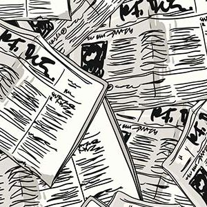 Graphic illustration of a pile of newspapers