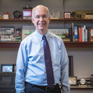 Dean of BU’s Questrom School of Business, Kenneth Freeman, pictured in his office.