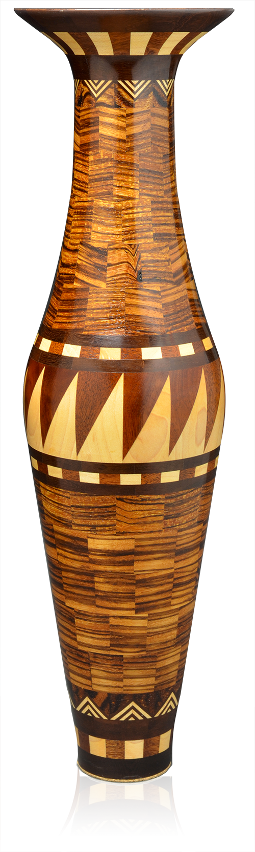 Wooden vase built by Fiaschetti Woodworking.