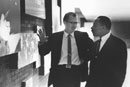 Martin Luther King, Jr. (GRS’55, Hon.’59) and former BU Photo Services director Robert Case (SMG’55), son of BU President Harold Case (1950–67), discuss a photo exhibition in the GSU in 1964. BU will celebrate its 18th annual commemoration of the life and work of King on Monday, January 20. This year’s theme is The American Dream, which is based on King’s dream “of a land where men of all races, of all nationalities, and of all creeds can live together as brothers” and his global desire that “the American dream will not become a reality devoid of the larger dream of a world of brotherhood and peace and goodwill.” See Calendar for a complete listing of events. Photo by BU Photo Services