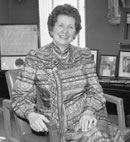 Sylvia K. Burack, the longtime editor and publisher of the Boston-based magazine The Writer, shown here in 1983 at a Friends of the Libraries of BU event, died on February 14. She was 86. For 40 years, Burack was on the board of directors of the Friends of the Libraries and served a term as president. According to Howard Gotlieb, director of BU’s Special Collections Department, “Mrs. Burack’s wide interest and generosity extended to purchasing Arnold Bennett’s personal library for Boston University, adding Charles Dickens first editions to the holdings in Special Collections, augmenting the unique private press and art books which were of special interest to her, and obtaining the usually unobtainable Jane Austen first editions the Collection so passionately desired.” She also established in honor of her late husband the Abraham S. Burack Lecture series, which for years has brought distinguished public figures to the University. She was, says Gotlieb,“a charming lady of immense intelligence, warmth, and graciousness who will be sorely missed.” Photo by BU Photo Services