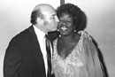 George Wein (CAS’50) and Sarah Vaughan at the 1987 Newport Jazz Festival. Wein first booked the legendary singer at his Storyville jazz club in Boston in 1952. Photo from the collection of George Wein