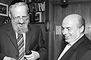 Rabbi Joseph Polak, the director of Boston University Hillel (left), and Natan Sharansky. Photo by Kalman Zabarsky