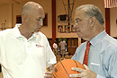 BU mens basketball coach Dennis Wolff with Boston Mayor Thomas Menino (Hon.01) during the Universitys summer camp at Case Gymnasium. Photo by Kalman Zabarsky