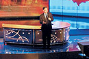 The Daily Show with Jon Stewart brought its Indecision 2004 coverage of the Democratic National Convention to BU, broadcasting four shows from the Tsai Performance Center, from July 27 to 30. The Emmy Awardwinning nightly news parody program, on the road for the first time in two years, brought in such guests as Senator Joseph Biden (D-Delaware) and New Mexico Governor Bill Richardson. The audience policy was first-come, first-served, and hundreds lined up on the Commonwealth Avenue sidewalk for each nights 7 p.m. taping. All politicians were fair game for the 41-year-old Stewart, whose show has an audience of about a million viewers. This wasnt the first TV show broadcast from the Tsai, known mostly for music and theater performances. It was the setting for a gubernatorial debate between Mitt Romney and Shannon OBrien (LAW85) two years ago, and a 1996 taping of Late Night with David Letterman. Photo by Vernon Doucette