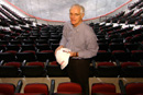 Hockey coach Jack Parker in Agganis Arena: Players are definitely going to have the feeling that the crowd is right on top of them. Photo by Vernon Doucette