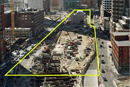 The Darwin Project will be built on four acres in the footprint of the old elevated Central Artery, between Summer Street and the Moakley Bridge. Photo courtesy of Boston Planning Institute