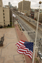 The American flag at Marsh Plaza was lowered to half-mast April 4