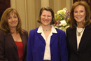 Bonnie Conklin (COM04) (from left), Vicki Glenn (SMG90), and Marilyn Ricciardelli received the 2005 Perkins Awards for Distinguished Service at a ceremony on May 3. Photo by Fred Sway