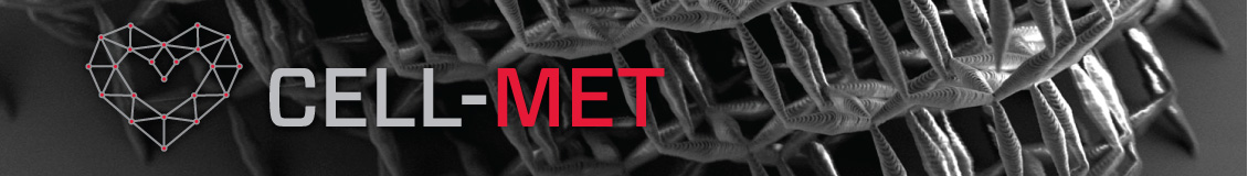 Image of a heart-shaped logo with the word "CELL-MET" next to it
