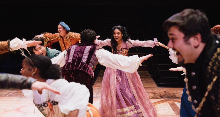 Actors onstage in Shakespeare in Love in Booth Theatre