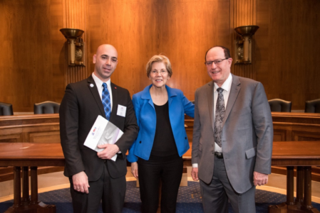 Dr. David Dano, Senator Elizabeth Warren, and Dr. Jack Fingrut