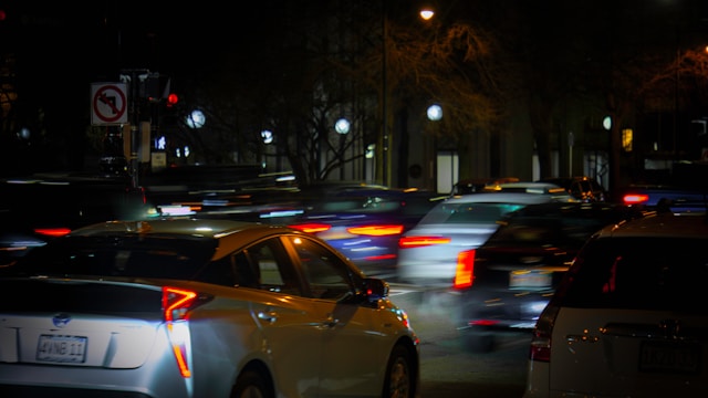 Boston traffic at night