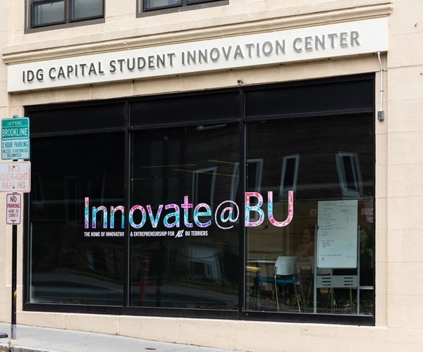 building with the sign innovate @ BU