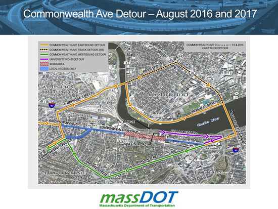 Commonwealth Ave Construction Detour August 2016 and 2017