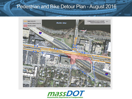 Commonwealth Ave pedestrian and bike detour plan August 2016