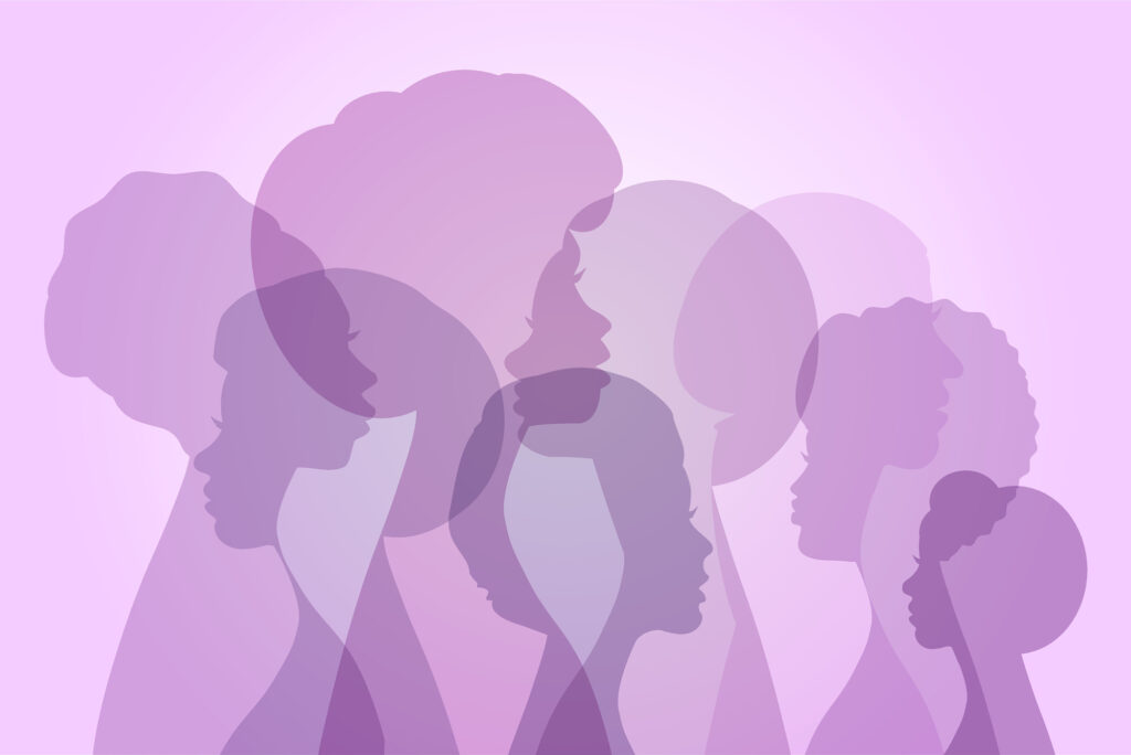 Image: Multiple silhouettes of women profiles
