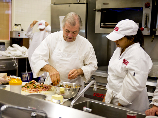 Jacques Pepin with Culinary Arts' team