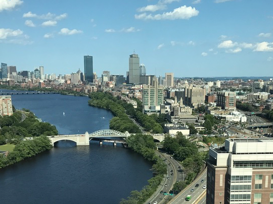 Photograph of the Charles River and the downtown Boston skyline