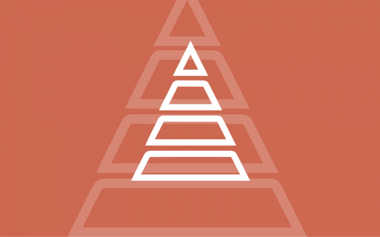 pyramid icon on rust orange background