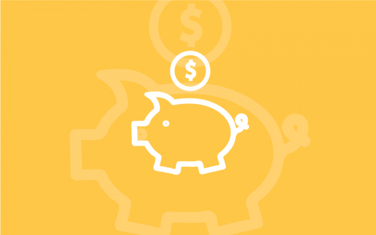 piggy bank icon on golden yellow background