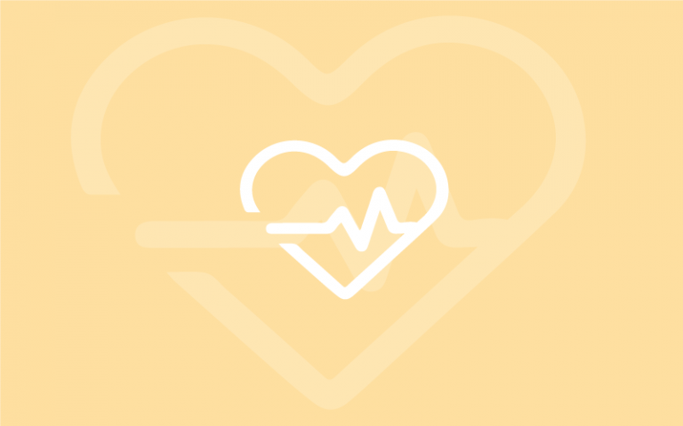 heart icon with pulse pressure waveform on yellow background