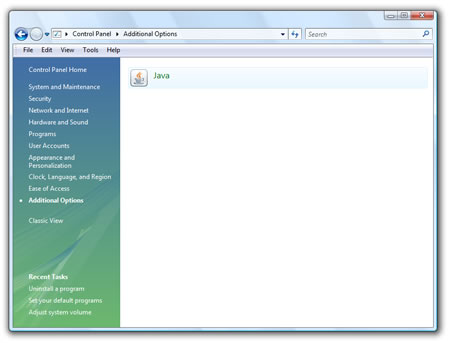 JAVA WINDOWS VISTA java windows vista: