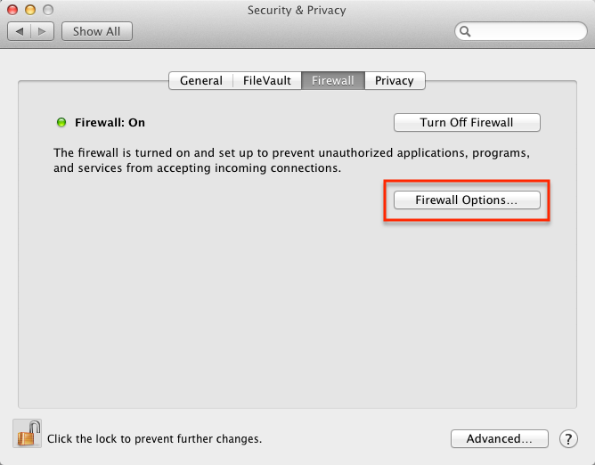 how to configure a firewall for mac os x