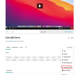 Click the Actions button to bring us to Captions + Enrich.