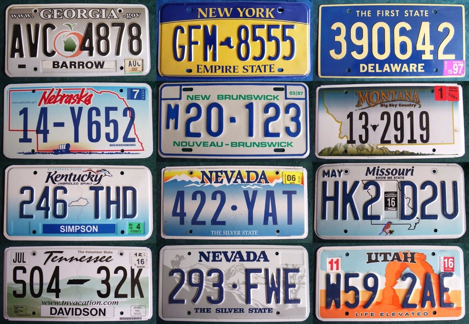 license plates from various states