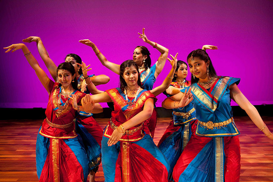 Student dancers in costume from Dheem, classical Indian dance group