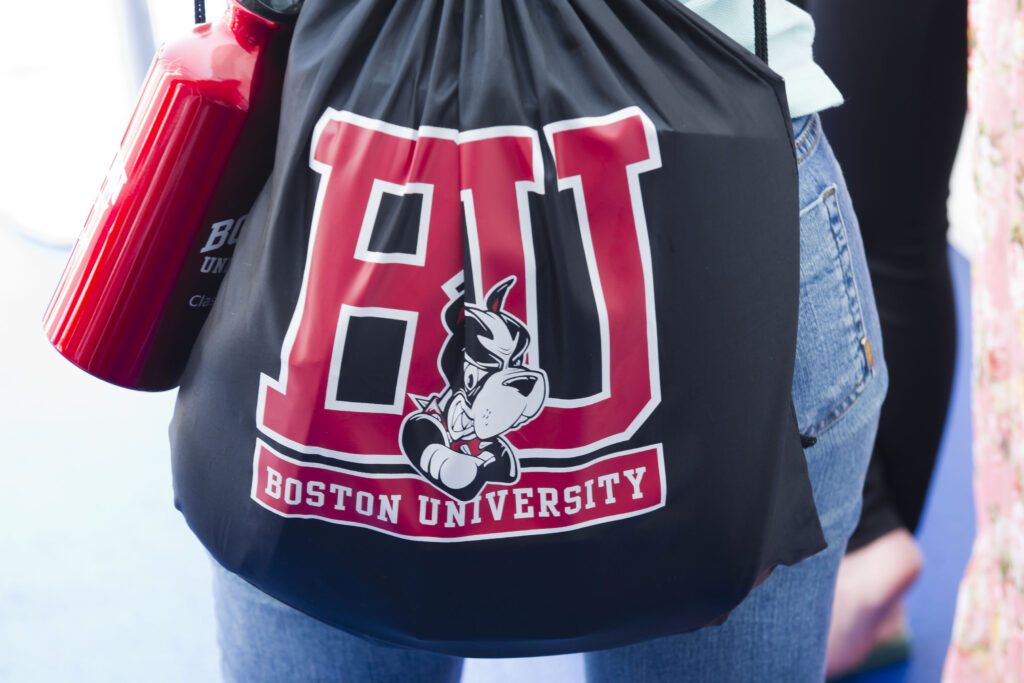 Boston University swag backpack