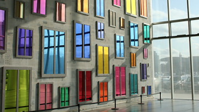 ICA museum in Boston, with colored glass windows