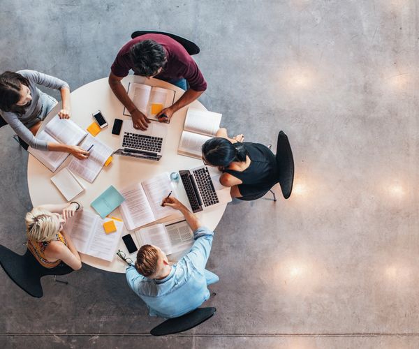 University students doing group study