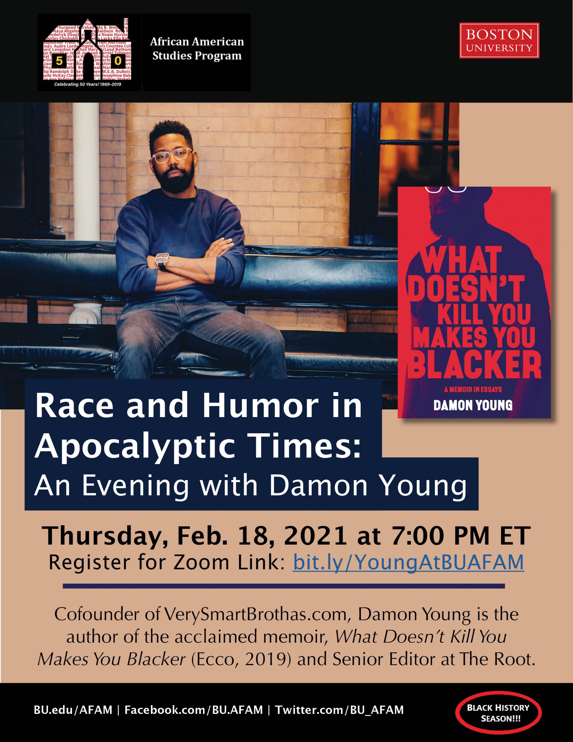 Damon Young, “Race and Humor in Apocalyptic Times: an Evening with Damon  Young” | African American & Black Diaspora Studies