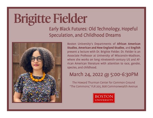 Upcoming Event: Lecture with Dr. Brigitte Fielder | African American ...