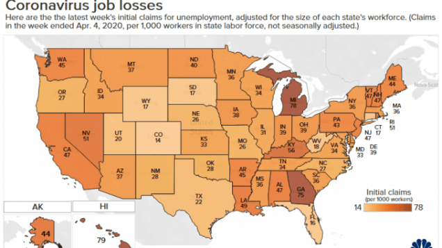Coronavirus job losses map