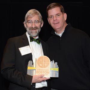 Dennis Carlberg, Boston University director of sustainability, Sustainability@BU, Boston Mayor Marty Walsh, Carbon Cup, Greenovate Boston, climate change, carbon dioxide emissions reduction target