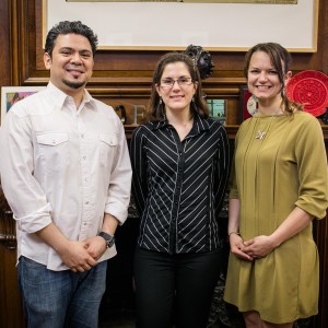 Kahn Award winners Josué Rojas (from left), Ivana Jasova, and Courtney Lynn Nelson will each receive $10,000 to help them transition into professional artistic careers. Photo by Dan Aguirre