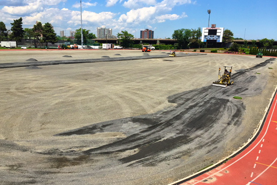 Nickerson Field at BU, new turf installation summer 2015