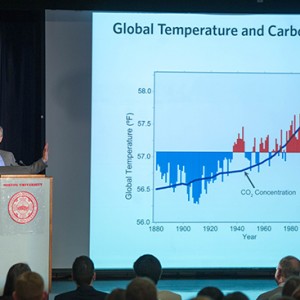 Professor Anthony Janetos gives a presentation at the BU ACSRI Forum on Climate Change Adaptation and Mitigation