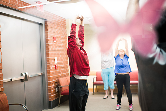 Ramel Rones teaches a tai chi class for patients at Boston Medical Center