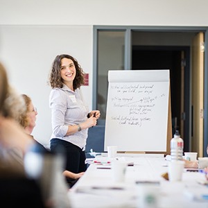 Margaret Litvin, a CAS associate professor of modern languages and comparative literature in a meeting