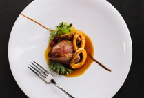 photo of duck breast and squash rings on a plate