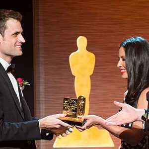 Brian McLean of LAIKA Films accepts a 2016 Oscar for Scientific and Technical achievement