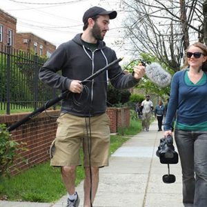 Director Brandon Kramer and director of photography Ellie Walton on location in Washington, D.C.