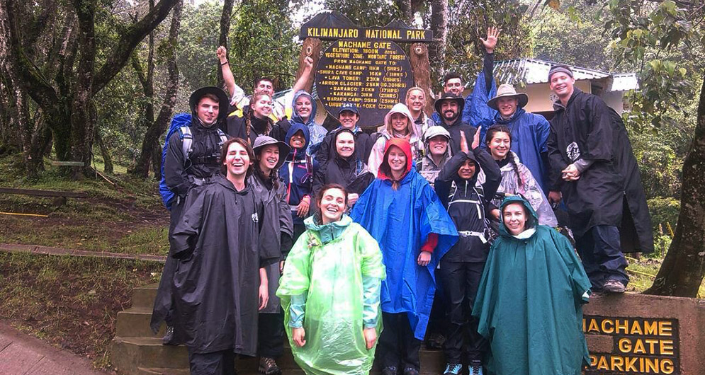 The students began their climb at Machame Gate last week.