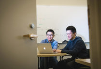 Dan Li (left), a BU professor of Earth and the Environment, and Yaofeng Gu (CAS'17)